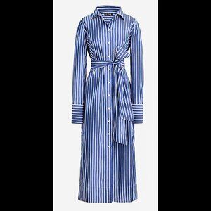 NWT J.Crew Long-sleeve button-up shirtdress in striped cotton poplin Size 4